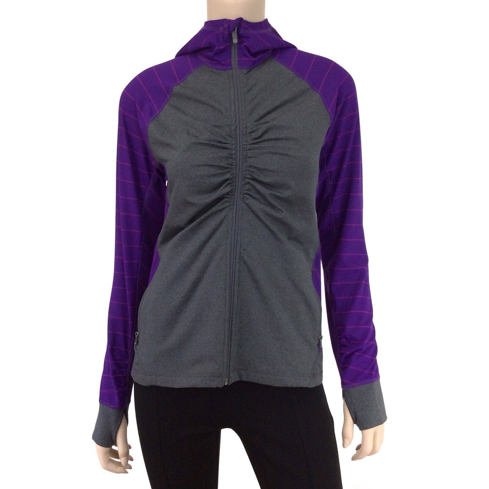 Lands End Jacket Womens Small Purple Gray Full Zip Long Sleeve Activewear NWT